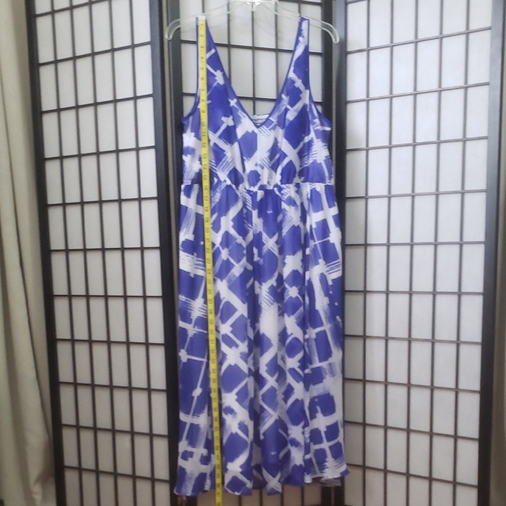 Lane Bryant Blue and White V-Neck Midi Sundress